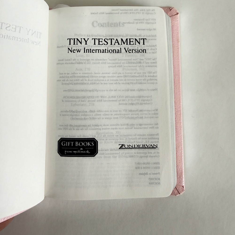 NOS Zondervan NIV Tiny Testament Pink Leatherette Bible Hallmark Gift Box - Picture 5 of 9